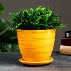 Горшок для цветов «Магнолия», 1.4 л, d=15 см, h=13 см, керамический, с поддоном, жёлтый - Фото 1