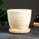 Горшок цветочный с поддоном 2,4 л, бежевый керамика, "Нежность" (М) 9319988 - фото 24059279