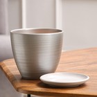 Горшок цветочный с поддоном 1,4 л, серый, керамика, "Амелия" (М) - Фото 2