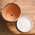 Горшок цветочный с поддоном 1,4 л, серый, керамика, "Амелия" (М) - Фото 4