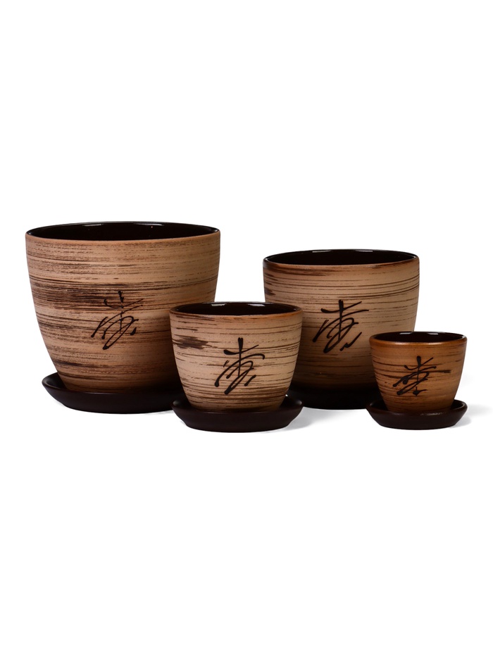 Горшок для цветов «Восток», керамический, набор 4 шт.: 400 мл, 1 л, 2.5 л, 5 л - Фото 1