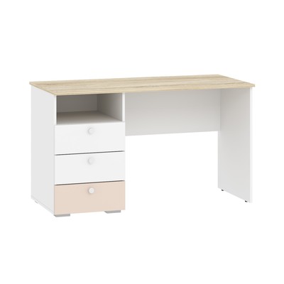 Стол письменный «Банни», 3 ящика, 1302×600×756 мм, цвет белый/дуб сонома/бисквит