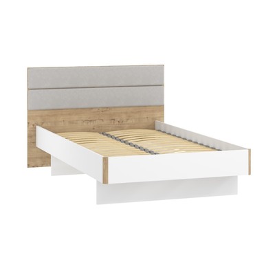 Кровать односпальная «Морти», с основанием, 1200×2000 мм, велюр, цвет ультра/белый/дуб бунратти