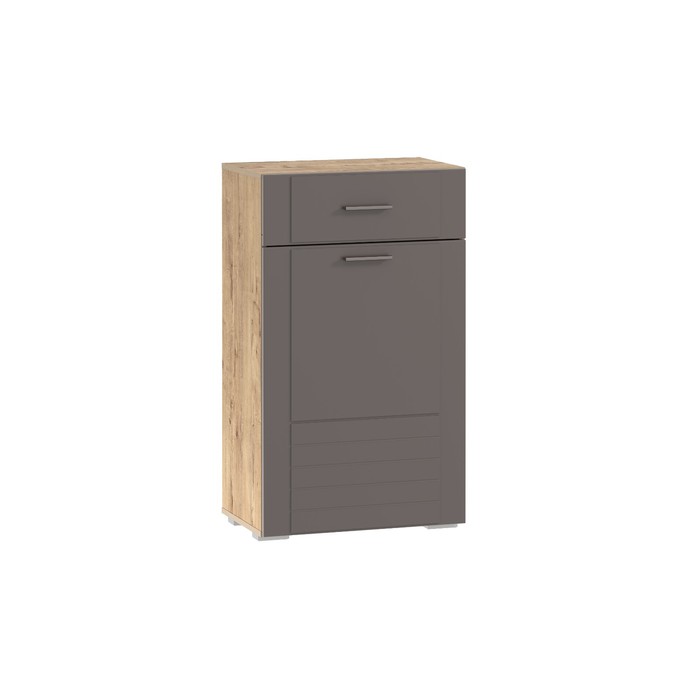 Обувница Livorno фасад левый, 602х380х1020, Софт Графит МДФ/Дуб бунратти - Фото 1