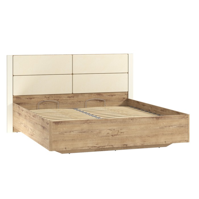 Кровать Livorno c ПМ и основанием 1800*2000, Мягкие накладки Милк/Дуб бунратти - Фото 1