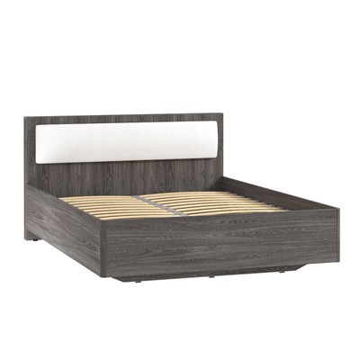 Кровать двуспальная Virginia, с ортопедическим основанием, с мягкой спинкой, 1600×2000 мм, цвет бум айс/ясень анкор темный