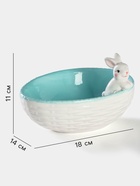 Салатник Доляна «Зайка», 430 мл, 18×14×11 см, голубой - Фото 2