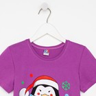 Футболка детская, цвет фиолетовый/пингвин, рост 116 см - фото 33485382