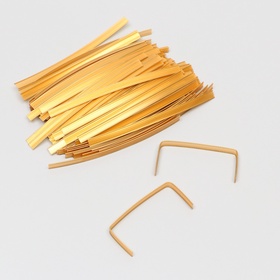 Клип лента в нарезке, золотая, для фиксация упакованной продукции, 13 см (комплект 100 шт)