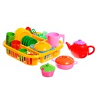 Набор посуды в корзине, 42 предмета, цвет жёлтый - фото 319898222