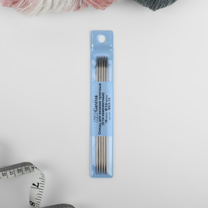 Спицы для вязания, чулочные, d = 3 мм, 15 см, 5 шт - Фото 1