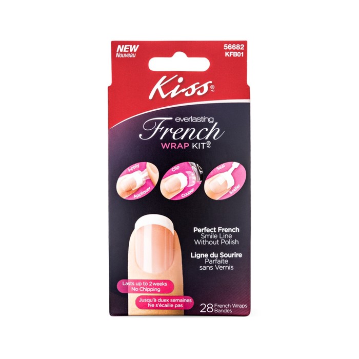 Набор для французского маникюра Kiss Everlasting French Wrap KFB01, с узкими белыми смайлами  93197