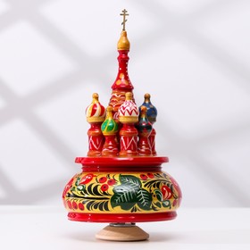 Сувенир музыкальный "Храм", кудрина, красный фон, ручная роспись