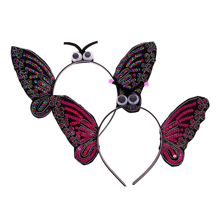 Карнавальный ободок «Бабочка», цвета МИКС - фото 1910484602