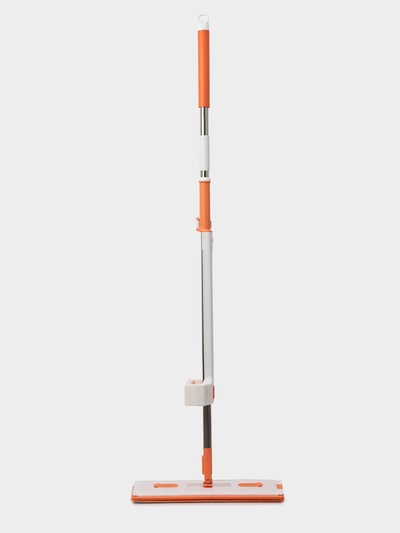 Швабра с отжимом, водосгоном и щёткой Raccoon, 2 насадки из микрофибры 42×11.5 см, стальная ручка 134 см