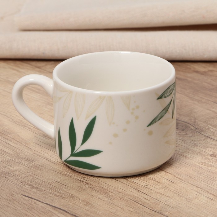 Чайная пара керамическая «Листья», 200 мл, цвет белый - фото 1907550011