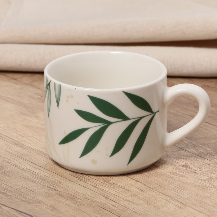 Чайная пара керамическая «Листья», 200 мл, цвет белый - фото 1907550012
