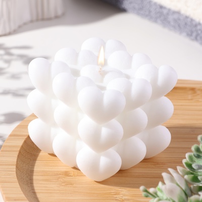 Свеча декоративная «Бабл Сердце», 6 см, белая