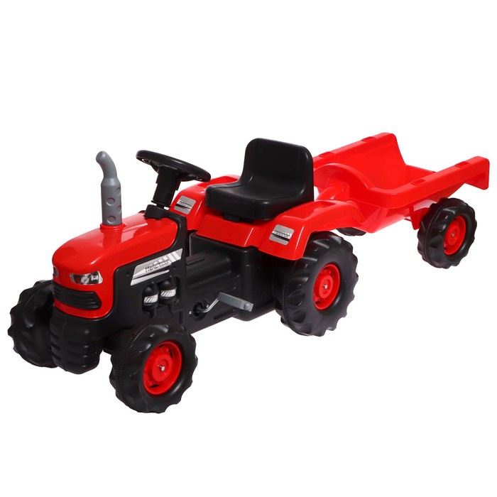 Веломобиль «Трактор», с прицепом, цвет красный - Фото 1