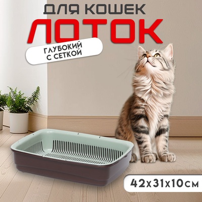 Лоток большой с сеткой Atlantis «Стандарт», 42×31×10 см, шоколад