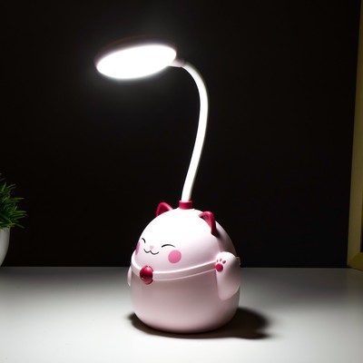 Лампа настольная RISALUX «Манэки», светодиодная, 3 Вт, АКБ, USB, розовая, 11.5×10×30 см