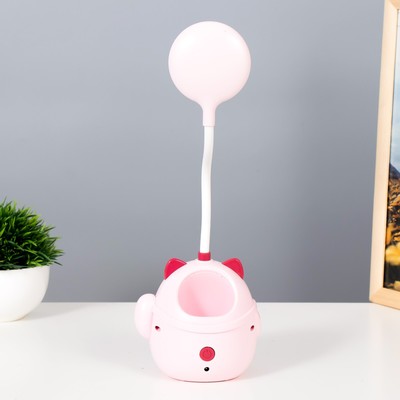Лампа настольная RISALUX «Манэки», светодиодная, 3 Вт, АКБ, USB, розовая, 11.5×10×30 см