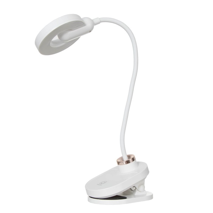 Настольная лампа на прищепке "Блум" LED 3Вт АКБ USB белый 8х12х42,5 см RISALUX - фото 1907550741