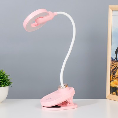 Настольная лампа на прищепке "Блум" LED 3Вт АКБ USB розовый 8х12х42,5 см RISALUX