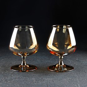 Набор стеклянных бокалов для коньяка «Золотой мёд», 400 мл, 2 шт