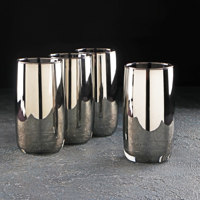 Набор высоких стеклянных стаканов «Сияющий графит», 330 мл, 4 шт - Фото 1
