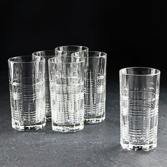 Набор высоких стеклянных стаканов Dallas, 380 мл, 6 шт - Фото 1