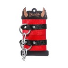 Наручники Pecado BDSM, мягкие с одним ремешком с люверсами, натуральная кожа, красно-чёрные   932433 - Фото 6