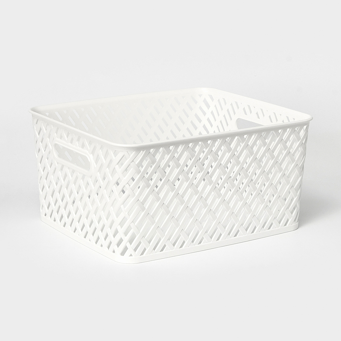 Корзина для хранения «Плетёнка», 35×29×17.5 см, белая - Фото 1