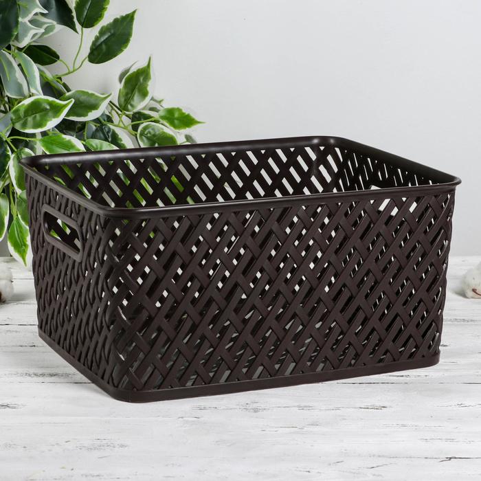 Корзина для хранения «Плетёнка», 35×29×17.5 см, коричневая - Фото 1