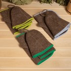 Набор для бани 3 предмета (коврик, шапка, рукавица) с цветной окантовкой МИКС - Фото 2