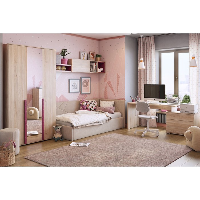 Комплект детской мебели «Лайк К121», ЛДСП, велюр, цвет дуб мария / фуксия / капучино - Фото 1