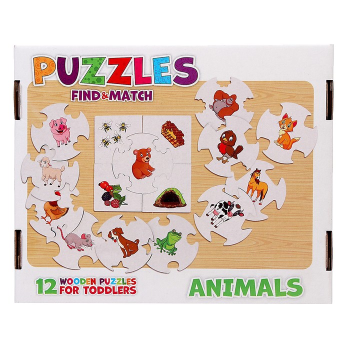 Набор пазлов - ассоциаций «Кто, где живёт и что ест», 12 пазлов 57621