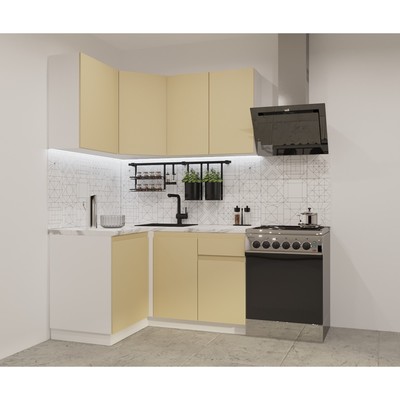 Кухонный гарнитур угловой «Лайн - 3», 1200×1400 мм, цвет белый/стамбул/мрамор белый