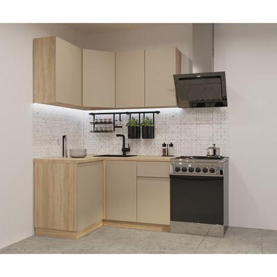 Кухонный гарнитур угловой «Лайн - 4», 1200×1400 мм, цвет дуб сонома/пикрит/дуб сонома светлый