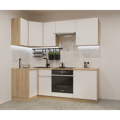 Кухонный гарнитур угловой «Лайн - 7», 1000×2200 мм, цвет дуб сонома/тальк/дуб сонома светлый