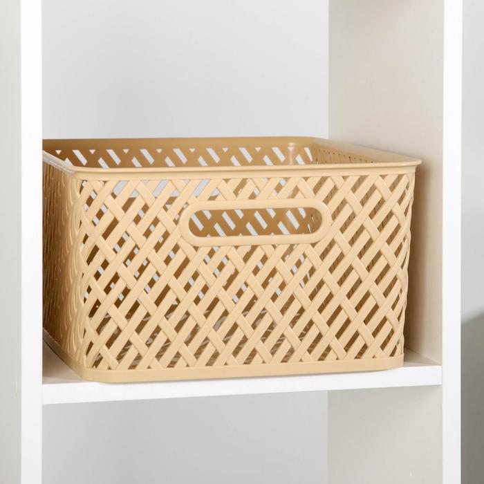Корзина для хранения «Плетёнка», 35×29×17.5 см, бежевая - Фото 1
