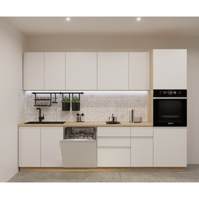 Кухонный гарнитур прямой «Лайн - 11», 3000×600 мм, цвет дуб сонома/тальк/дуб сонома светлый