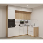 Кухонный гарнитур угловой трёхуровневый в потолок «Лайн 17», 2400×1400 мм, цвет дуб сонома/тальк/дуб сонома/мрамор белый - Фото 1