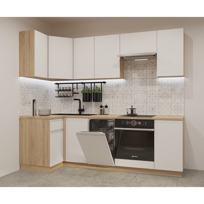 Кухонный гарнитур угловой «Лайн - 23», 1000×2450 мм, цвет дуб сонома/тальк/дуб сонома светлый