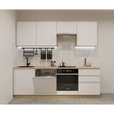 Кухонный гарнитур прямой «Лайн - 35», 2400×600 мм, цвет дуб сонома/тальк/дуб сонома светлый