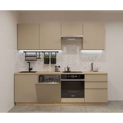 Кухонный гарнитур прямой «Лайн - 38», 2400×600 мм, цвет дуб сонома/пикрит/дуб сонома светлый