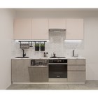 Кухонный гарнитур Лайн-41  2400х600 белый/Фарфор, Бетон светлый/Мрамор белый - фото 12719592