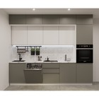 Кухонный гарнитур трёхуровневый «Лайн - 53», 3000×600 мм, цвет белый/обсидиан/тальк/мрамор белый - Фото 1