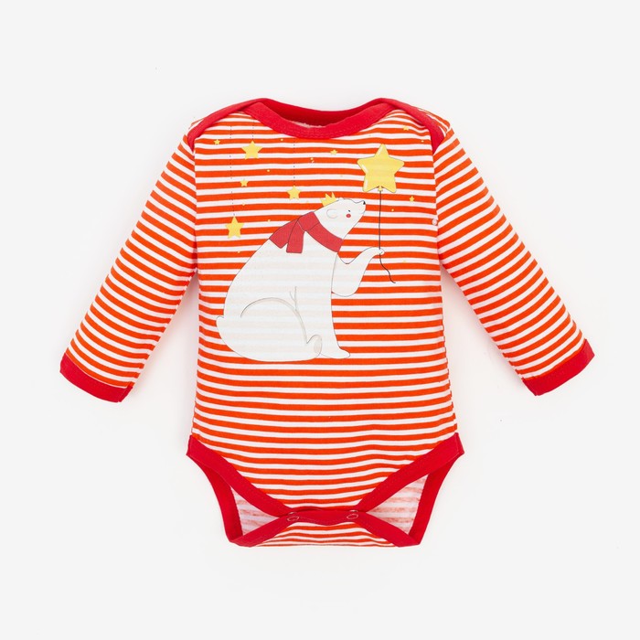 Боди детское «Мишка», цвет белый/полоска, рост 68 см - Фото 1