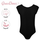 Купальник гимнастический Grace Dance, с укороченным рукавом, вырез лодочка, р.28, цвет чёрный - фото 25549297